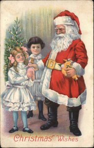 Christmas Santa Claus Gives Children Toys Stecher c1900s-20s Postcard
