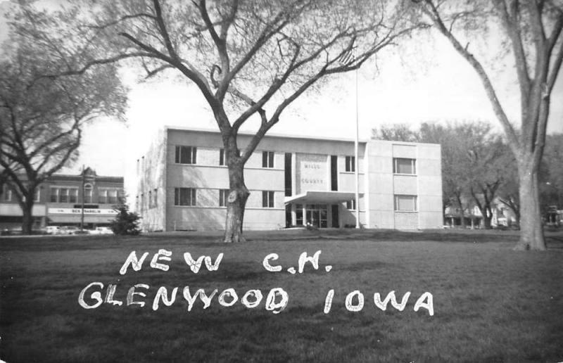 Glenwood Iowa birds eye view outside new court house real photo pc Y14367