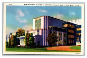 Vintage 1933 Postcard Entrance Administration Building Chicago World's Fair