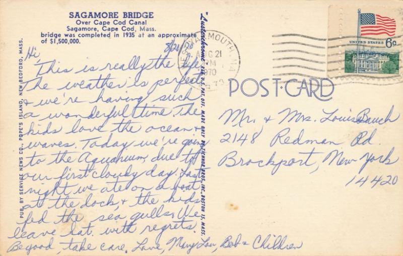 Sagamore Bridge over Cape Cod Canal - Sagamore, Massachusetts - pm 1973