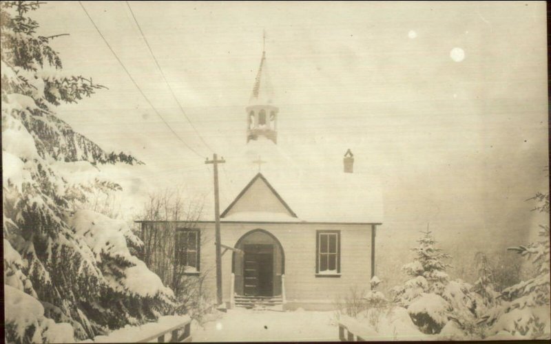 Wrangell AK St. Philip's Church Service Schedule on Back Real Photo Postcard