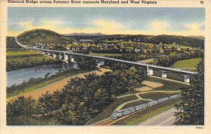 Hancock Bridge Potomac River Railroad Train Maryland Virginia 1948 postcard