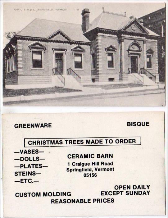 Library, Springfield VT   *Advertising Card for Ceramic Barn