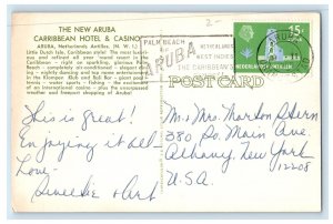 1965 Aerial View New Aruba Carribean Hotel Casino Netherlands Antilles Postcard 