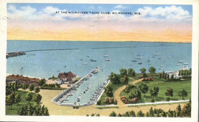 The Yacht Club on Lake Michigan - Milwaukee WI, Wisconsin - pm 1935 - Linen