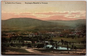 Bennington Panorama View Mountain And Grounds Vermont VT Hand Colored Postcard