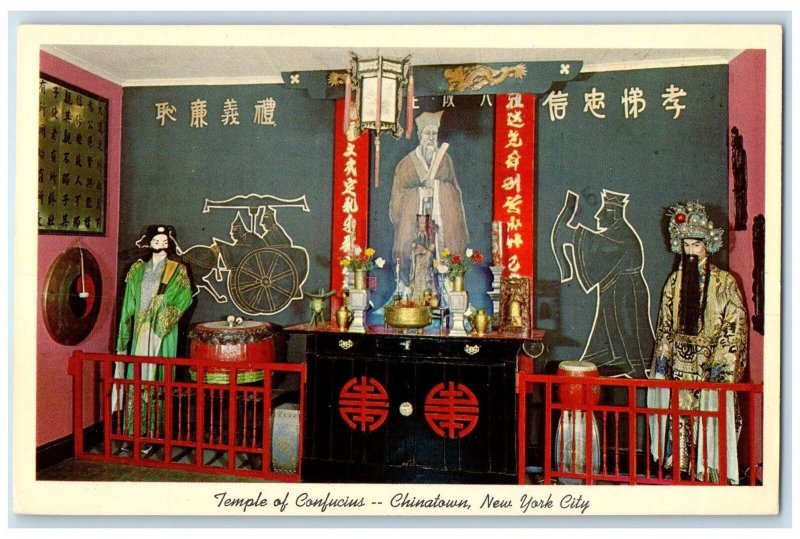 1964 Temple Of Confucius Scene Chinatown New York City New York Posted Postcard