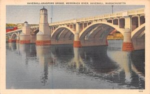 Haverhill-Bradford Bridge in Haverhill, Massachusetts Merrimack River.