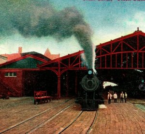 Train Sheds Union Station Trains Indianapolis Indiana IN UNP 1910s Postcard T17
