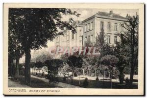 Old Postcard Offenburg Anlagen mit Gymnasium