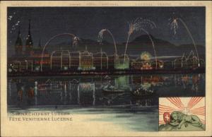 Luzern Lucerne Seenachtfest Fete Venitienne Fireworks c1900 Postcard #2