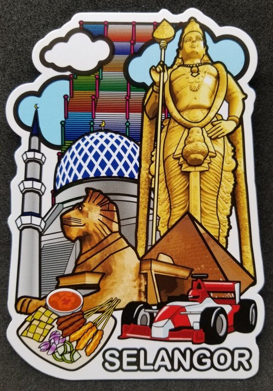 [AG] P282 Malaysia Selangor F1 Car Mosque Temple Food (postcard) *odd shape *New
