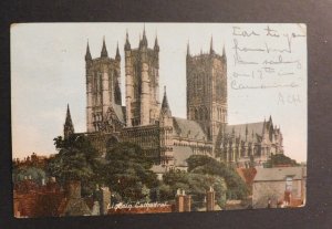 1906 Ship Postcard Cover From Norfolk VA Local Use Lincoln Cathedral