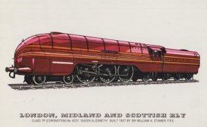 London Midland & Scottish Railway Class 7P Queen Elizabeth 1937 Train Postcard