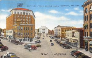 Texarkana Arkansas-Texas~State Line Avenue Looking North~Tailor~Cafe~1940s Linen