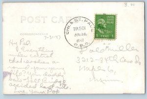 1947 View Of Lake Front Park Hudson Wisconsin WI RPPC Photo RPO Vintage Postcard