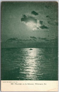 Moonlight On The Delaware Wilmington Delaware DE Moonlight Reflection Postcard