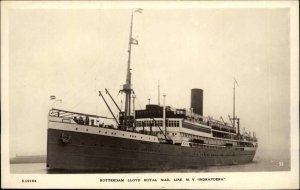 STEAMER Rotterdam Lloyd Royal Mail Line Indrapoera Old Real Photo Postcard