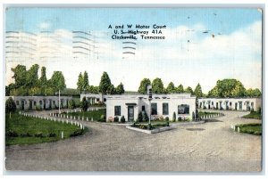 1954 A and W Motor Court Exterior Roadside Clarksville Tennessee TN Postcard