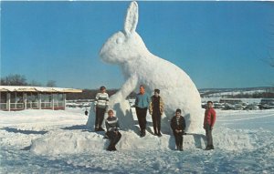 H39/ Boyne City Petoskey Michigan Postcard Chrome Rabbit Snow Sculpture