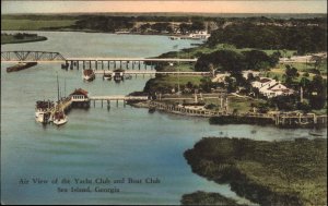 Sea Island GA Aerial View Yacht & Boat Club 1933 Used Postcard