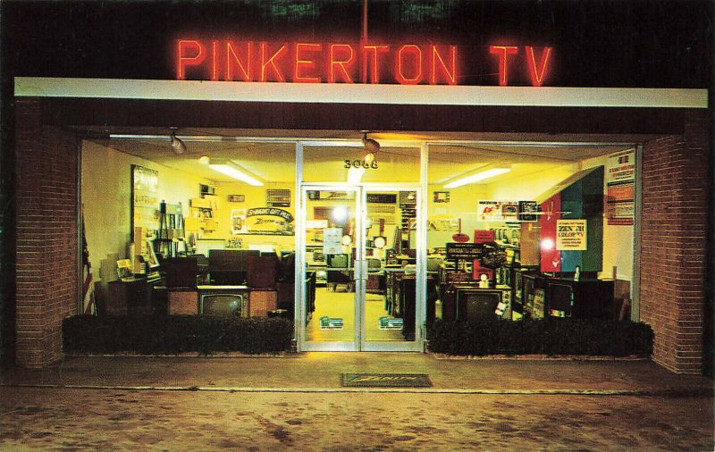 Macon GA 3088 Napier Avenue Pinkerton TV. Storefront Postcard