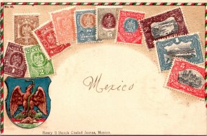 Stamps On Postcards Mexico Embossed