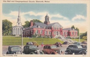 Maine Ellsworth City Hall and Congregational Church