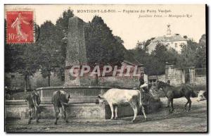 Montigny le Roi Old Postcard Fountain of the well Vachot (cows)