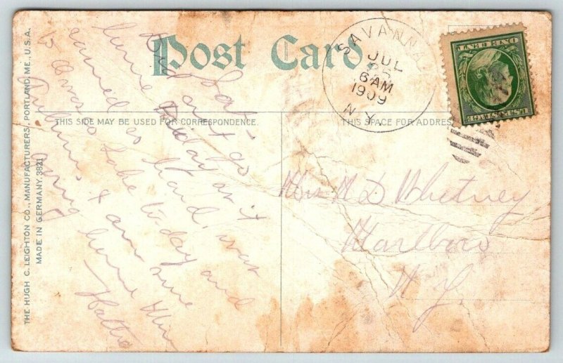 Owasco's Angry Waters  Auburn New York Postcard  1909