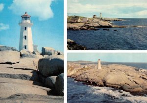 3~Postcards Nova Scotia, Canada  PEGGY'S COVE LIGHT HOUSE VIEWS  Vintage Chrome