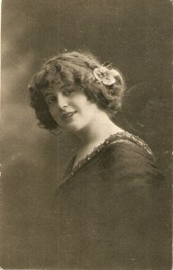 Pretty smiling lady Old vintage German postcard