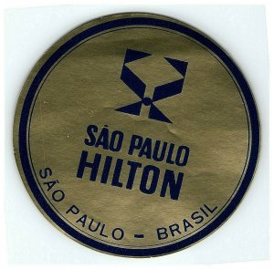 Sao Paulo Hilton Brazil Luggage Label Sticker Poster Stamp Vtg  