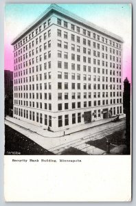 Minneapolis Minnesota~Security Bank Bldg Street View~B&W Photo~Vintage Postcard
