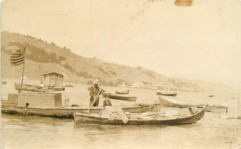Postcard RPPC  C-1910 Central California Fishing boats saying 23-4242