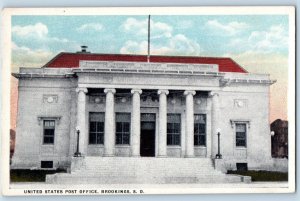 Brookings South Dakota Postcard United States Post Office c1920 vintage Antique