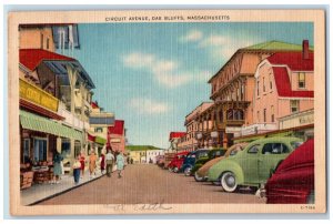 c1930's Circuit Avenue Cars Stores Oak Bluffs Massachusetts MA Vintage Postcard
