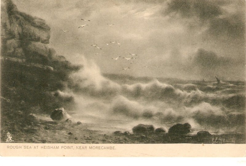 G.E. NEWTON. Rough Sea at Heiham Point Tuck Rough Sea Ser. PC # 111