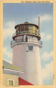 Highland Lighthouse Cape Cod Massachusetts linen 1946 postcard