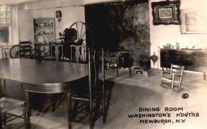 Vintage Postcard Real Photo Dining Room Washington H'DQ'TR'S Newburgh New York