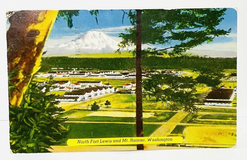 Vintage Postcard Army Fort Lewis Mt. Rainier Washington 1950s