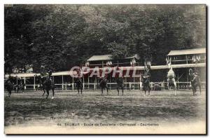 Old Postcard Saumur Horse Equestrian Riding School Carousel bows