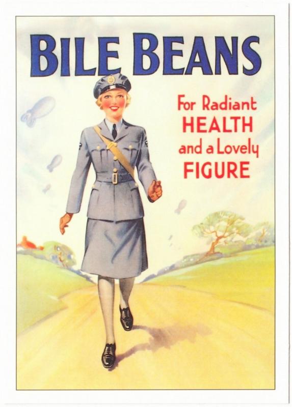 Women's Auxiliary Air Force WAAF on Bile Beans Ad British WWII Repro Postcard