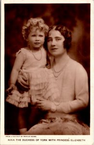 RPPC,~ HRH THE DUCHESS OF YORK & PRINCESS ELIZABETH Raphael Tuck Photo Postcard