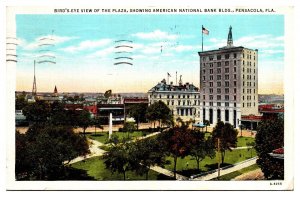 Vintage Bird's Eye View, American Natl Bank Bldg, Pensacola, FL Postcard