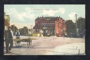 BELLEVUE OHIO DOWNTOWN PUBLIC SQUARE VINTAGE POSTCARD 1908