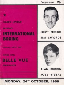 Johnny Pritchett Jim Swords Alan Rudkin 1966 Manchester Boxing Sports Programme