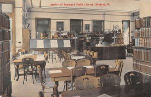 Geneseo Illinois Hammond Public Library Interior Vintage Postcard AA38319