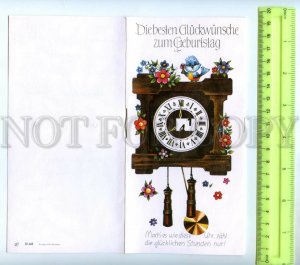 476863 Germany cuckoo clock moving dial Old folding mechanical postcard