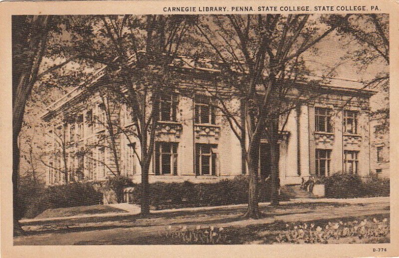 Postcard Carnegie Library Penn State College PA 1931